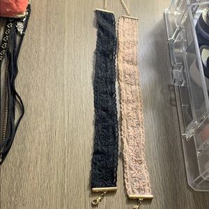 2 lace chokers light pink & black